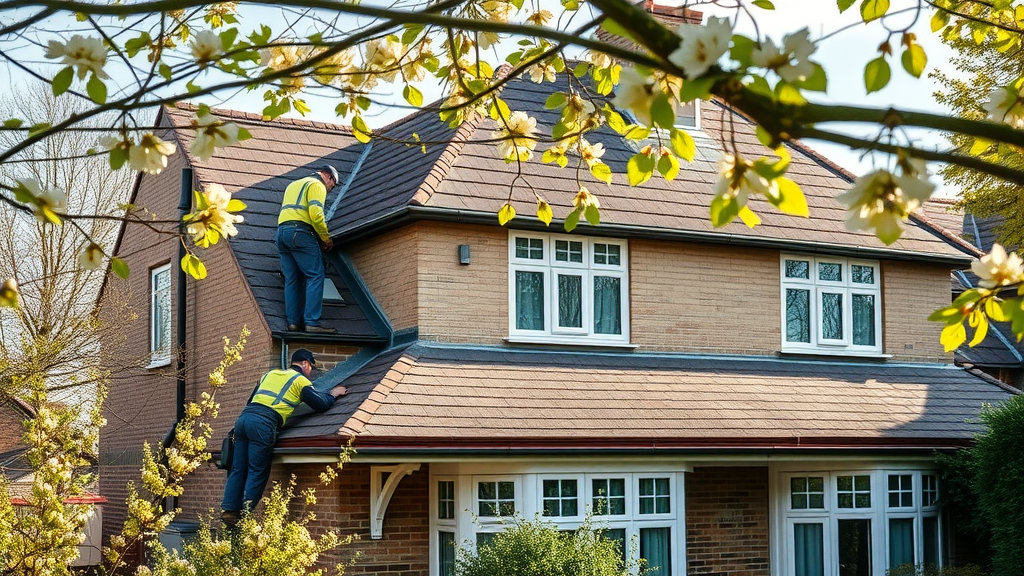Proactive South West London roofers maintaining gutters and roof moss