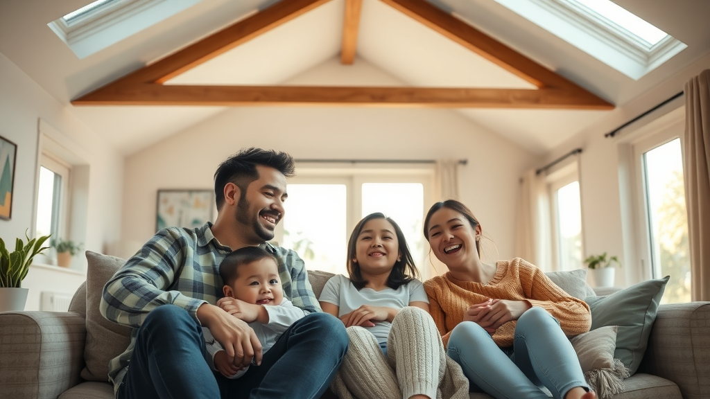 Safe family enjoying home protected by residential roofing services