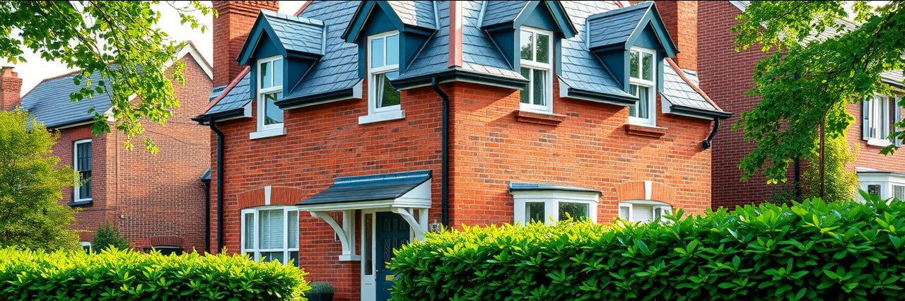 Well-maintained London home with new slate roof after roofing repairs.