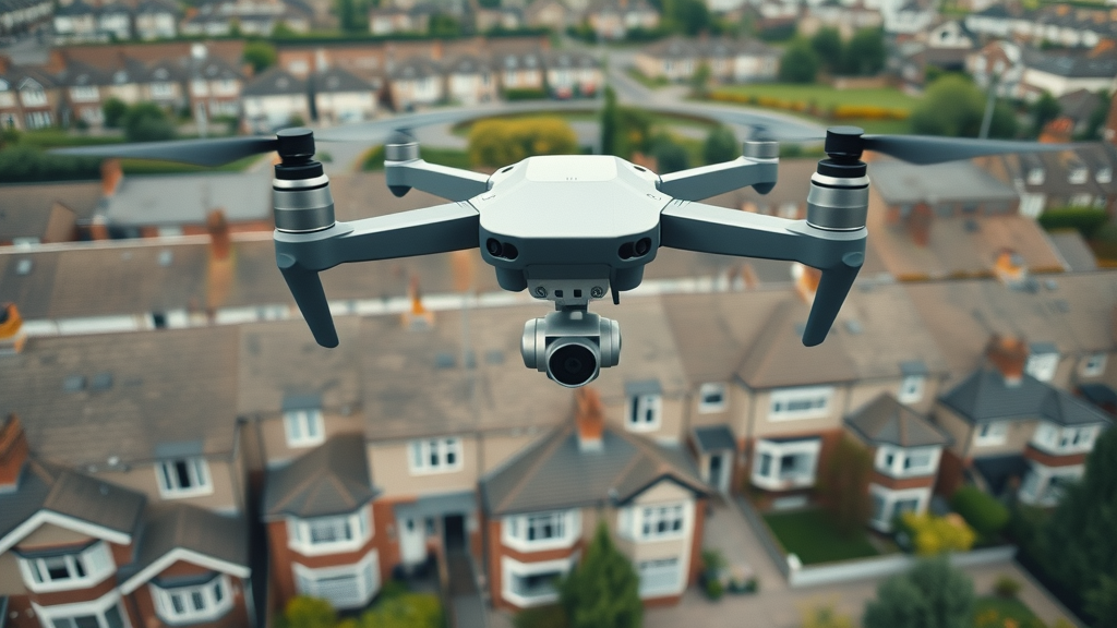 Drone roof inspection by residential roofing services in London