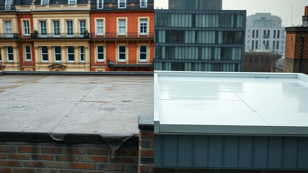 London flat roofing comparison: damaged vs expertly installed waterproof roof