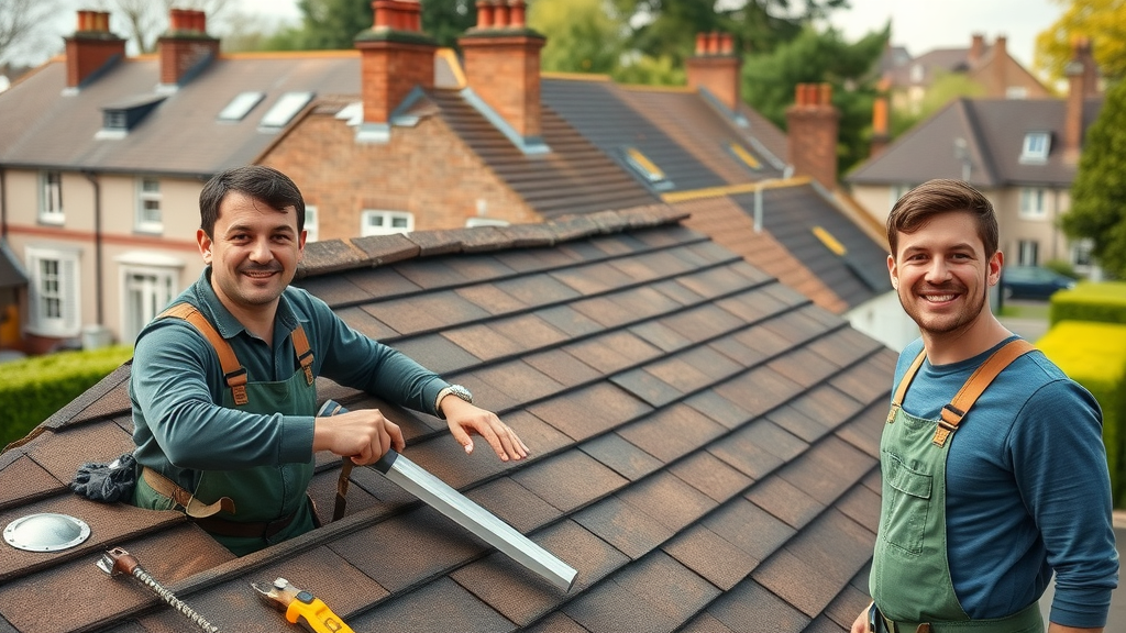 Trusted residential roofing services team working on London roof