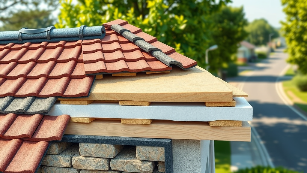 Cutaway view of roof layers showing advanced roof replacement solutions